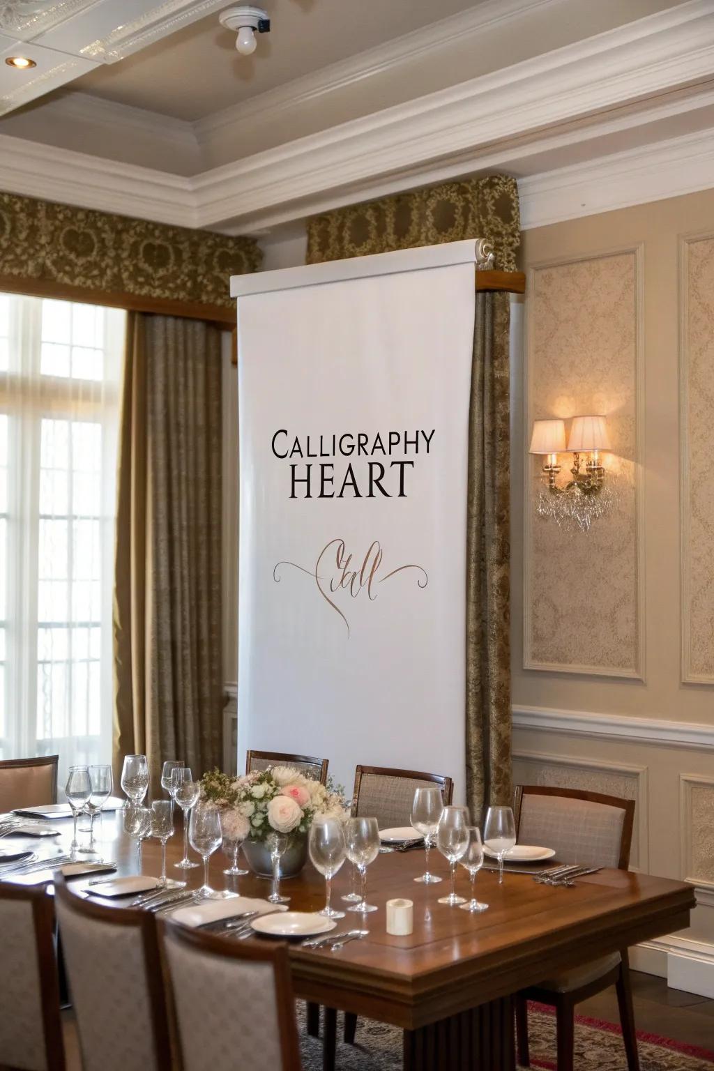 Enhance elegance with a calligraphy heart poster.