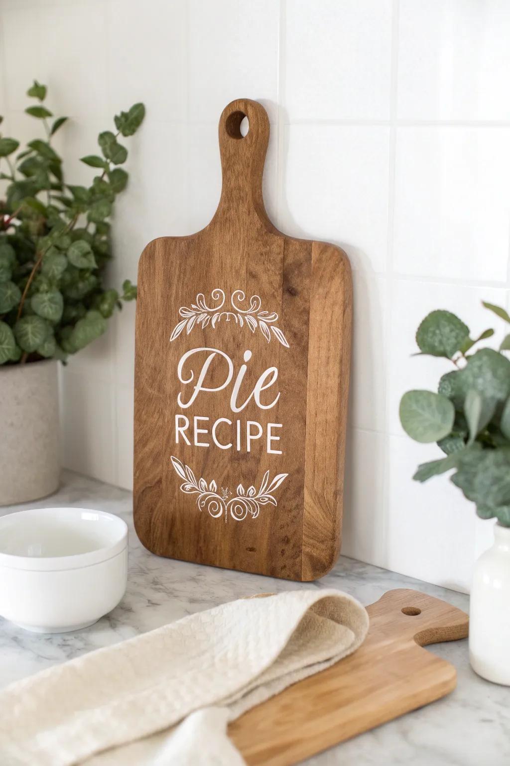 Keep grandma's pie recipe close with a chic vinyl reminder—where tradition meets minimalist style.
