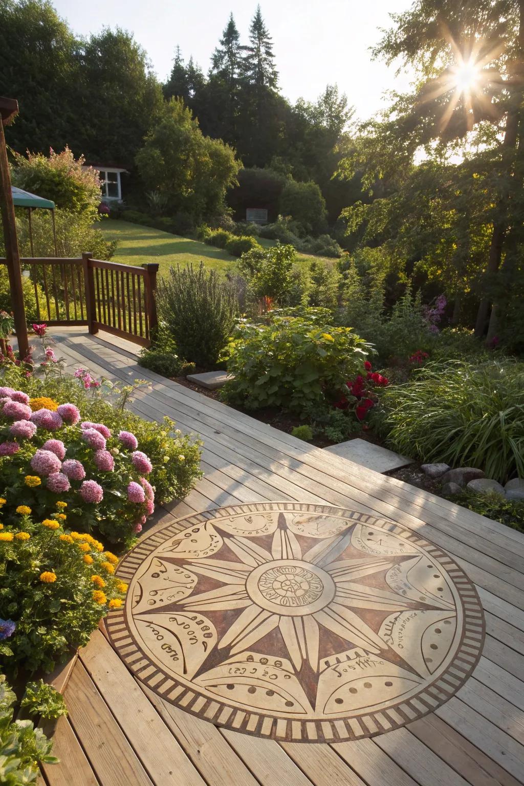 Sunburst designs bring a sunny disposition to your deck.