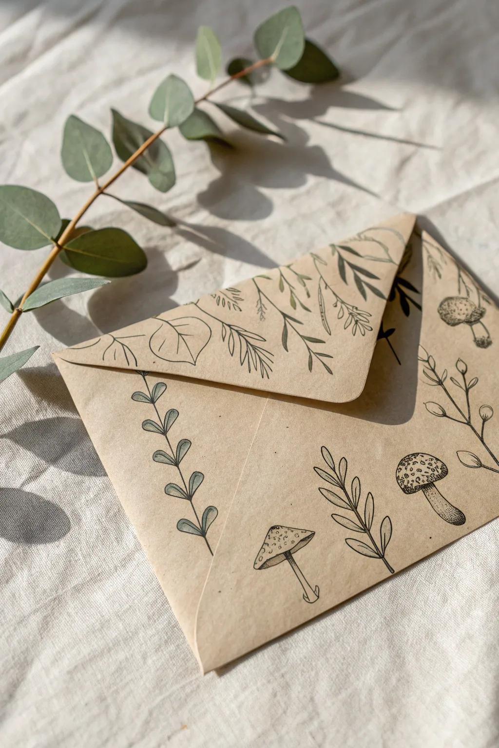 Embrace the serenity of nature with this beautifully crafted envelope—perfect for adding a whimsical touch to your correspondence.