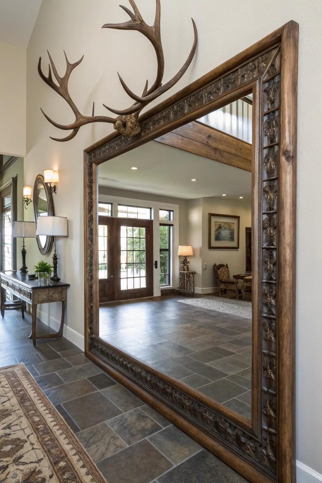 Make a statement with an antler mirror frame.