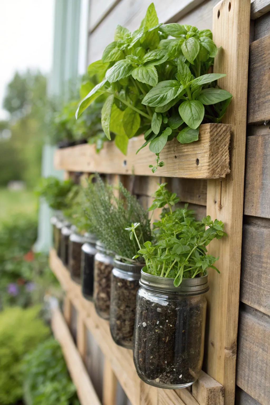 Mason jar gardens add rustic charm and practicality to small spaces.