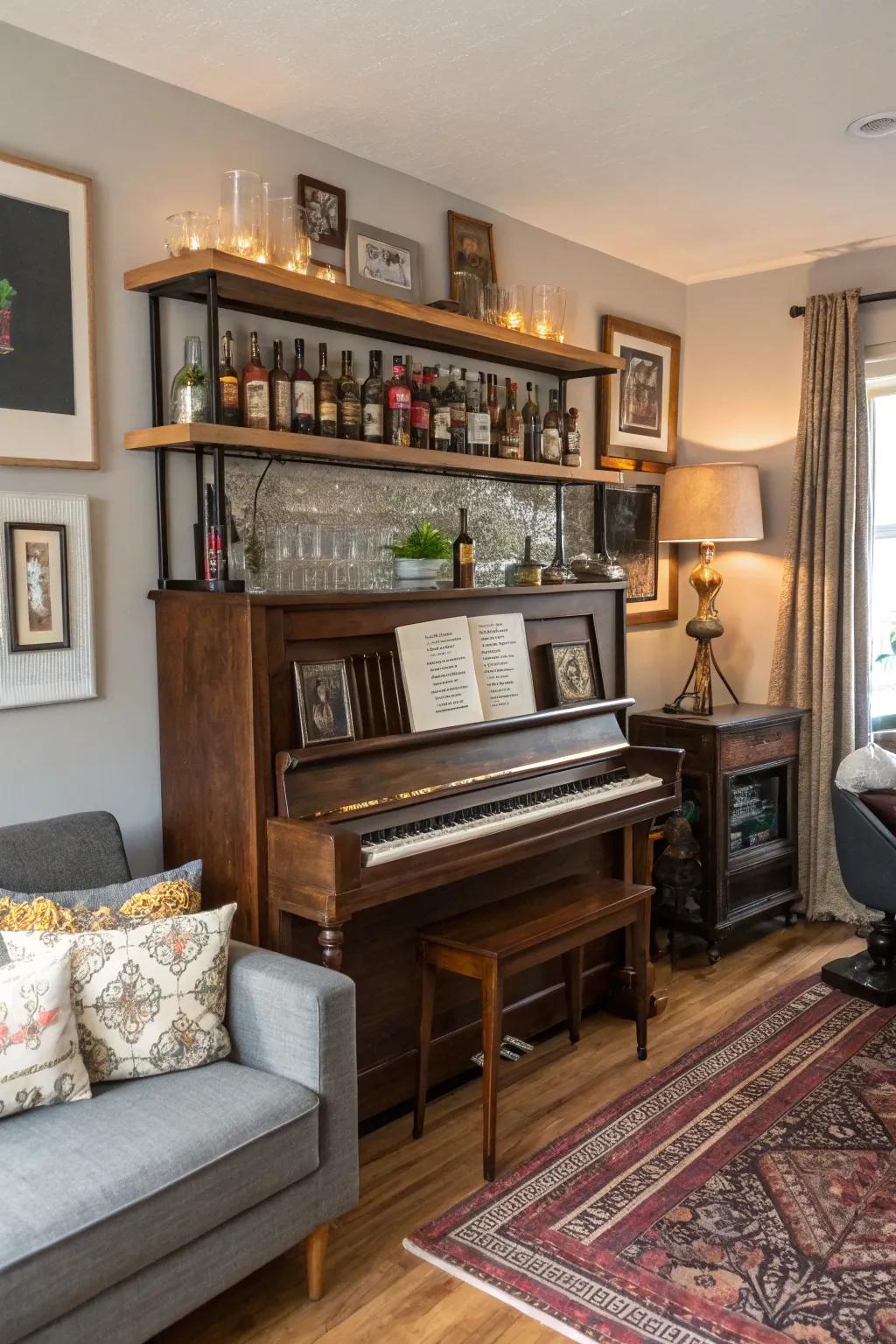 A show-stopping repurposed piano bar with musical charm.