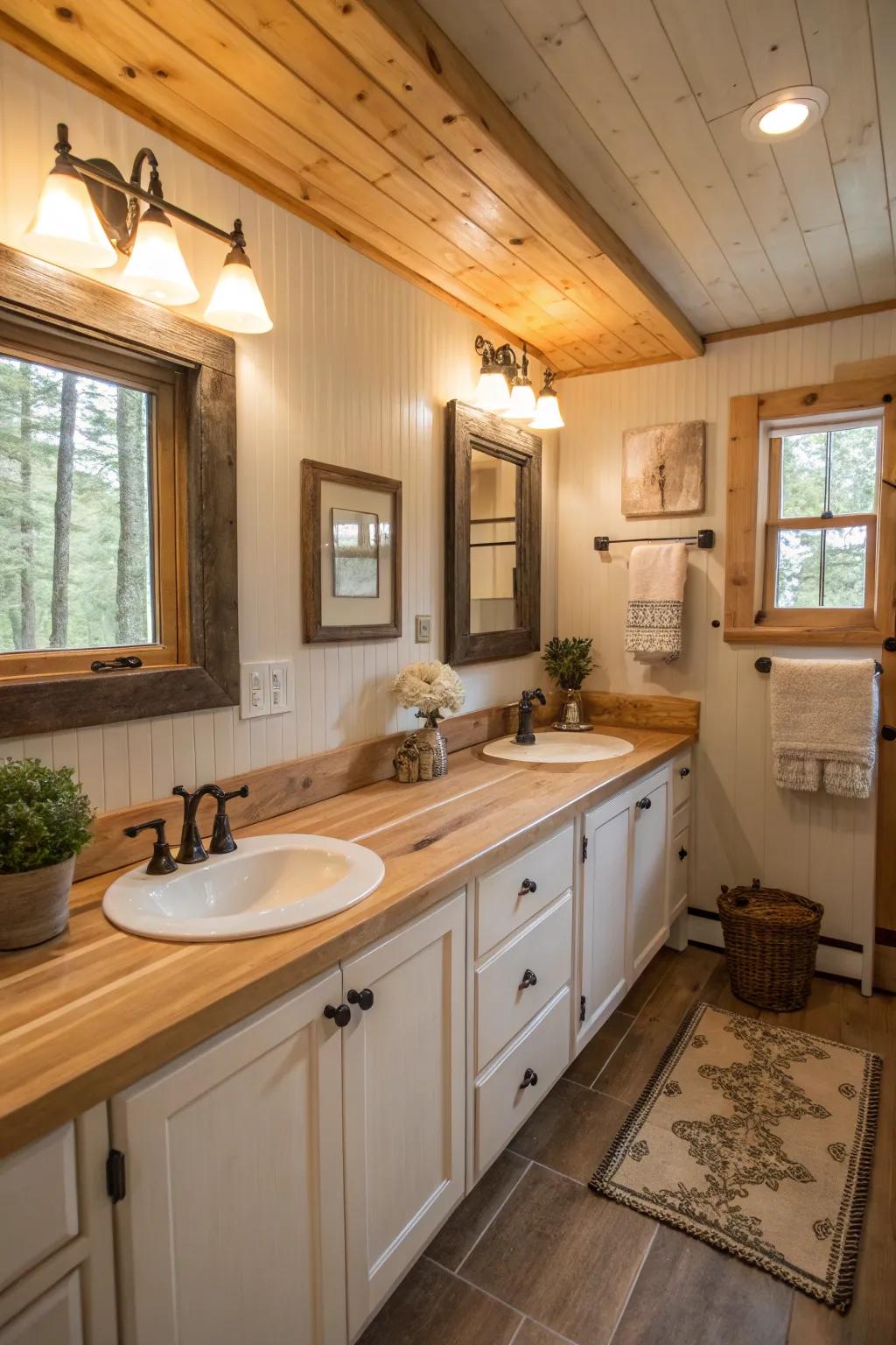 Introduce warmth with cozy butcher block countertops.