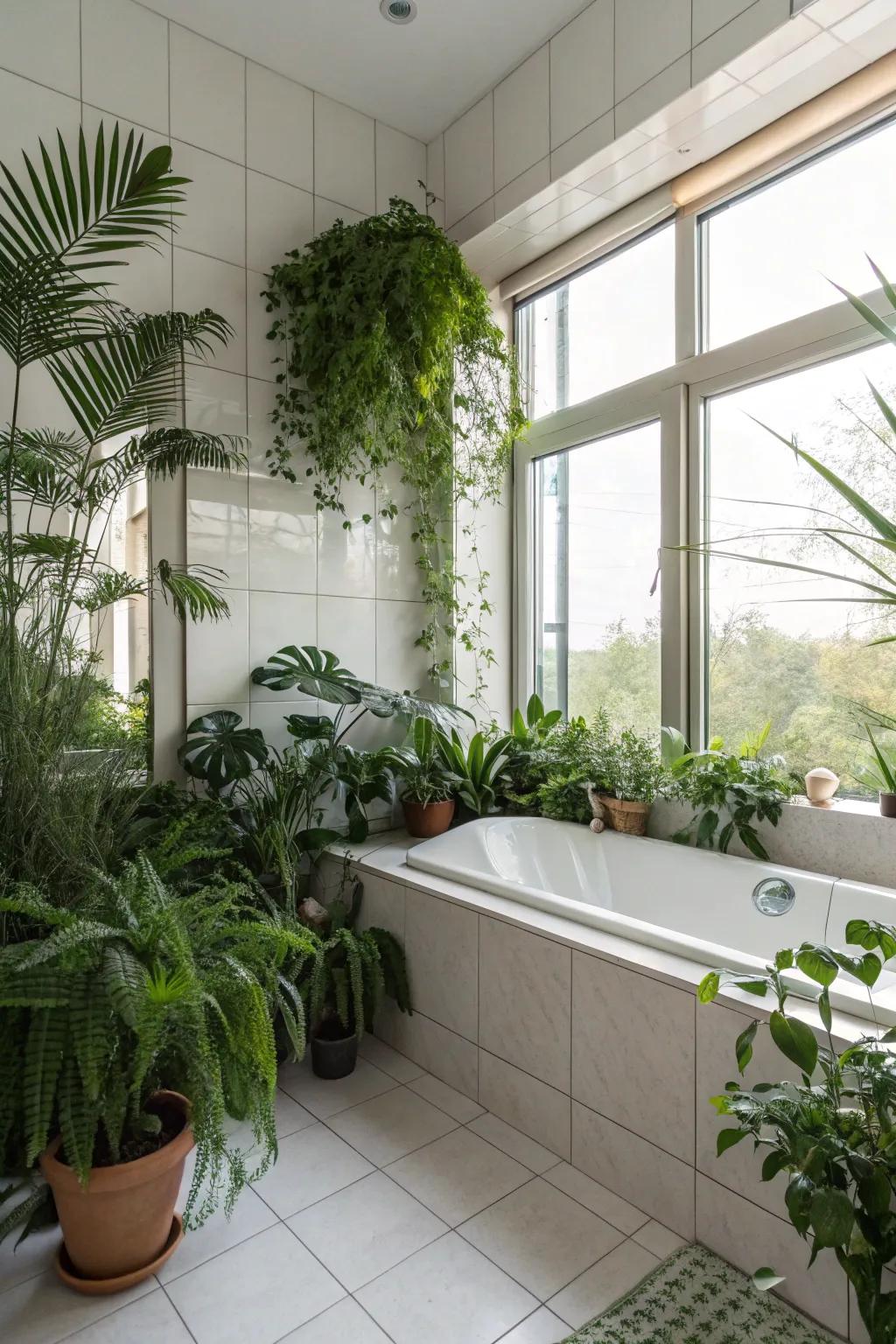 Indoor plants can bring a refreshing natural element to your bathroom.