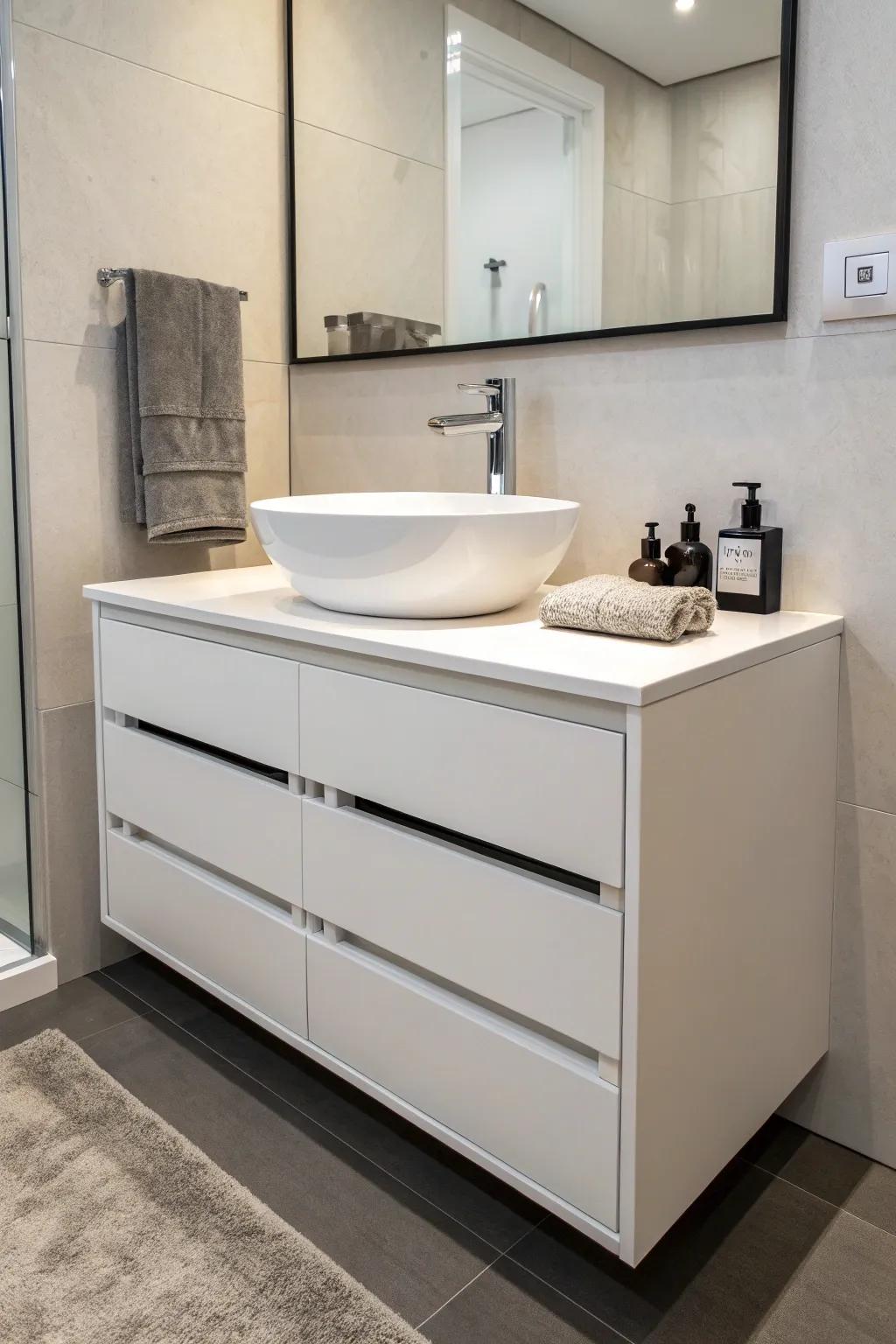 Hidden sinks provide a sleek and uncluttered look.