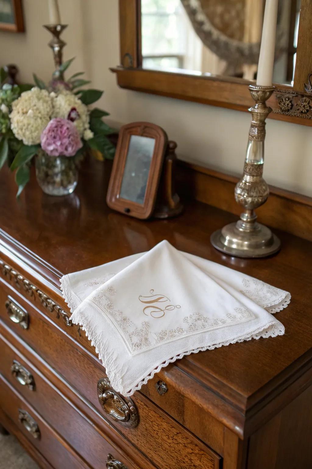 A hand-embroidered handkerchief makes a sentimental gift.