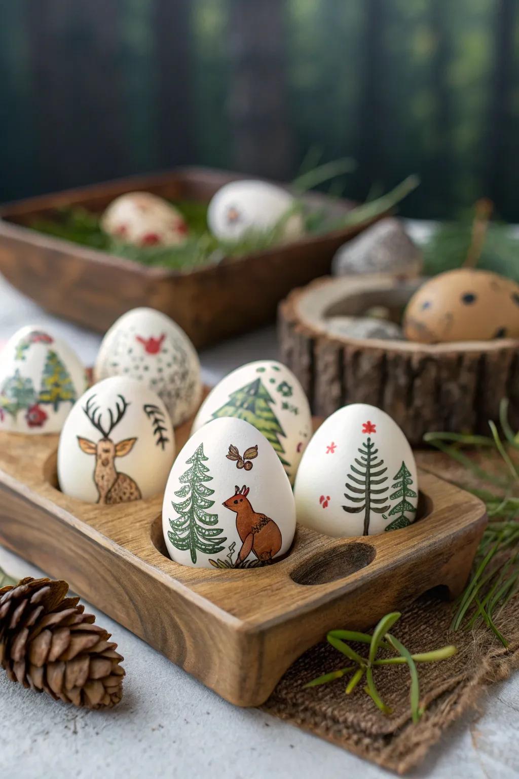 Woodland Easter eggs add a rustic and natural charm to your spring decor.