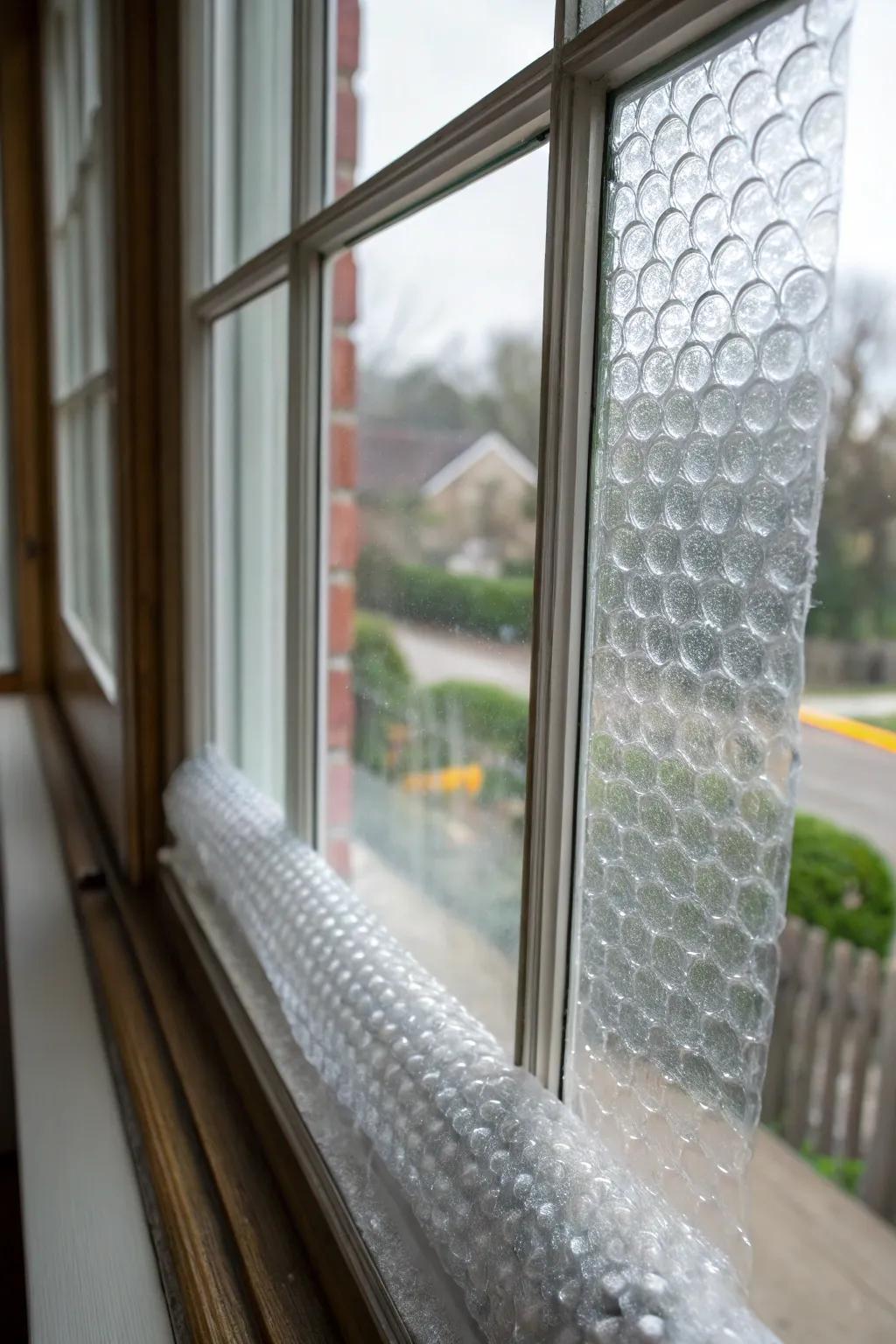 Bubble wrap can be a surprisingly effective insulator for windows.