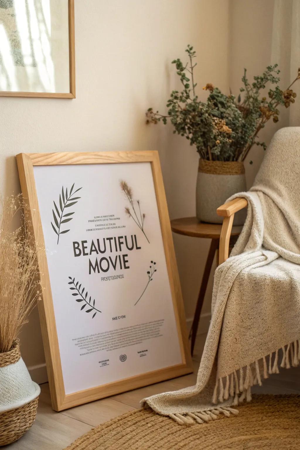 Transform your movie night with a chic, minimalist movie poster that doubles as a keepsake. 🎬✨ #DIYMovieNight #ScandiBoho