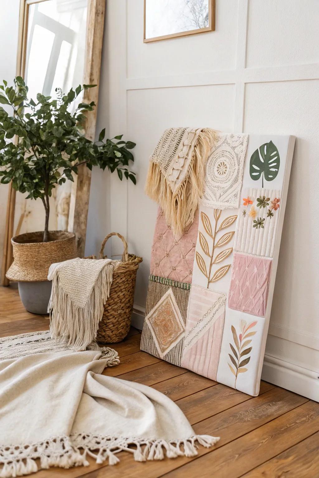 Craft your own eclectic masterpiece: A blend of textures and hues for the perfect minimalist-boho touch.