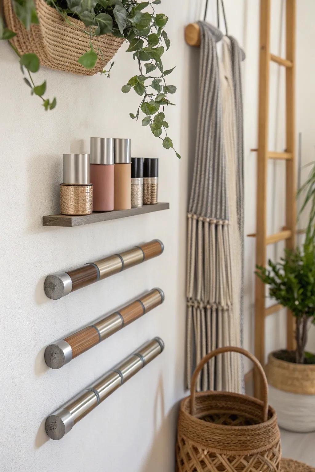 Elevate your art space with a touch of minimalist charm using magnetic strips for stylish paint tube storage.