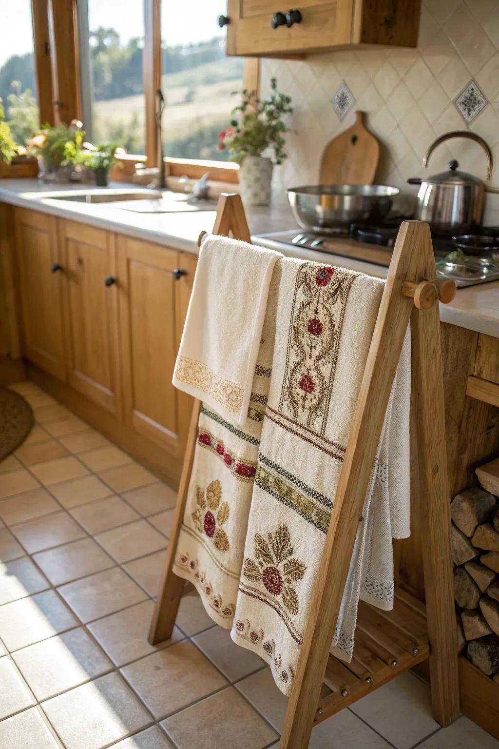 Personalized embroidered towels, adding charm to any kitchen.