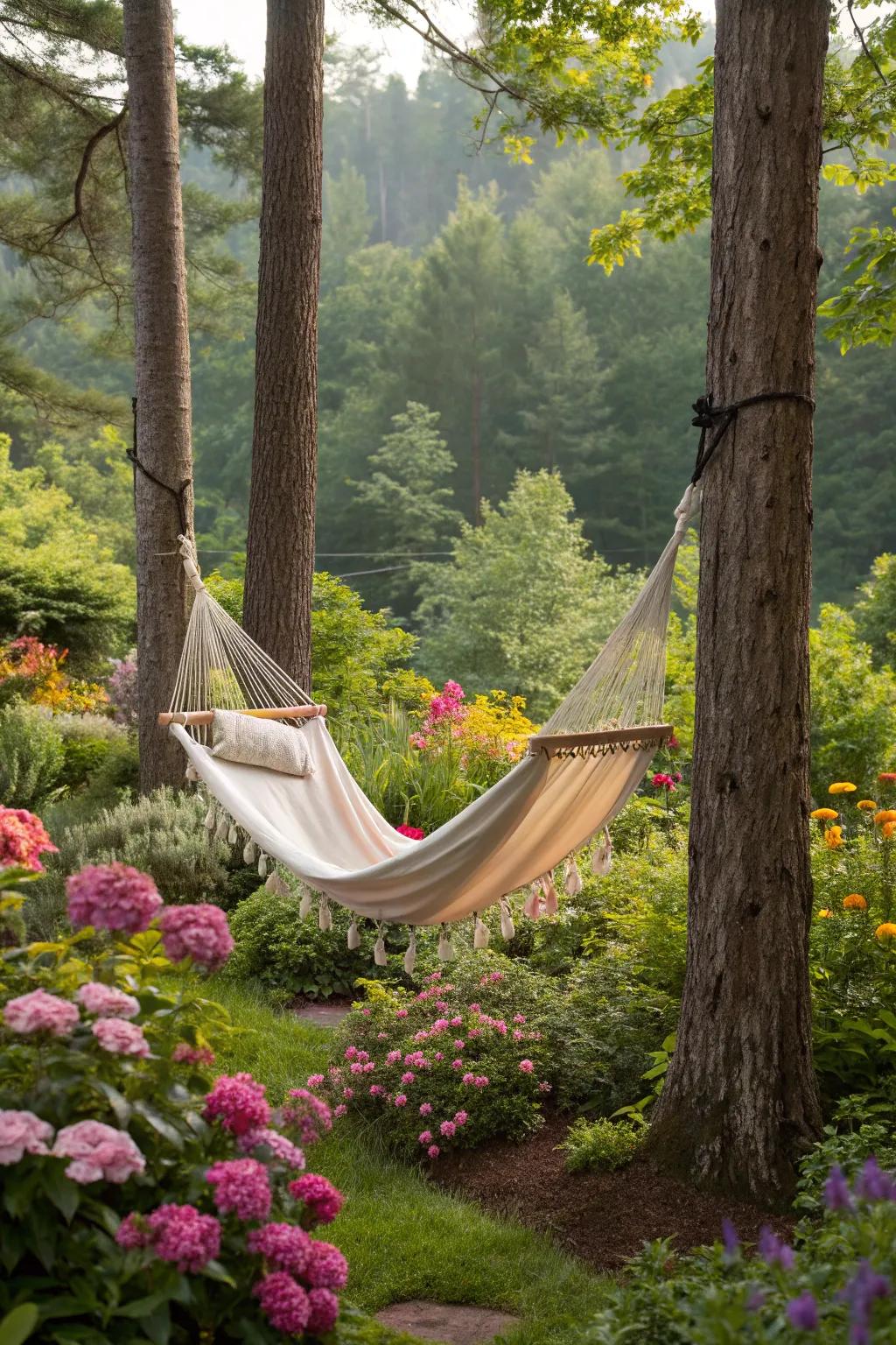 A hammock swing set, ideal for relaxation and enjoying nature.