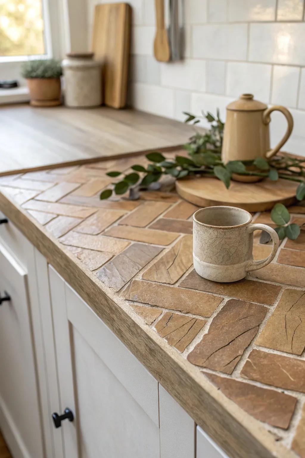 Transform your space with the timeless elegance of a herringbone tile pattern.