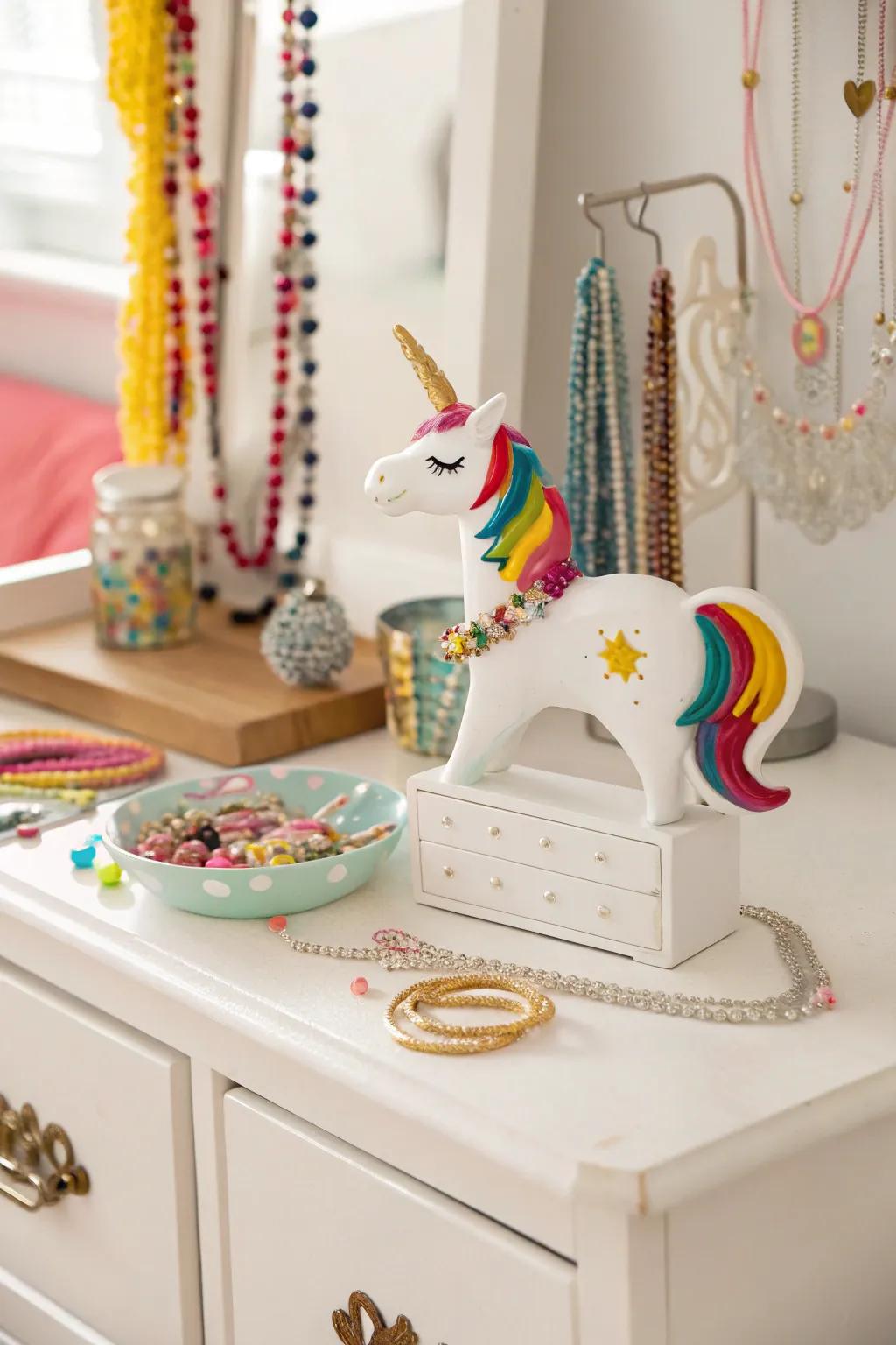 Keep your jewelry organized with unicorn flair.