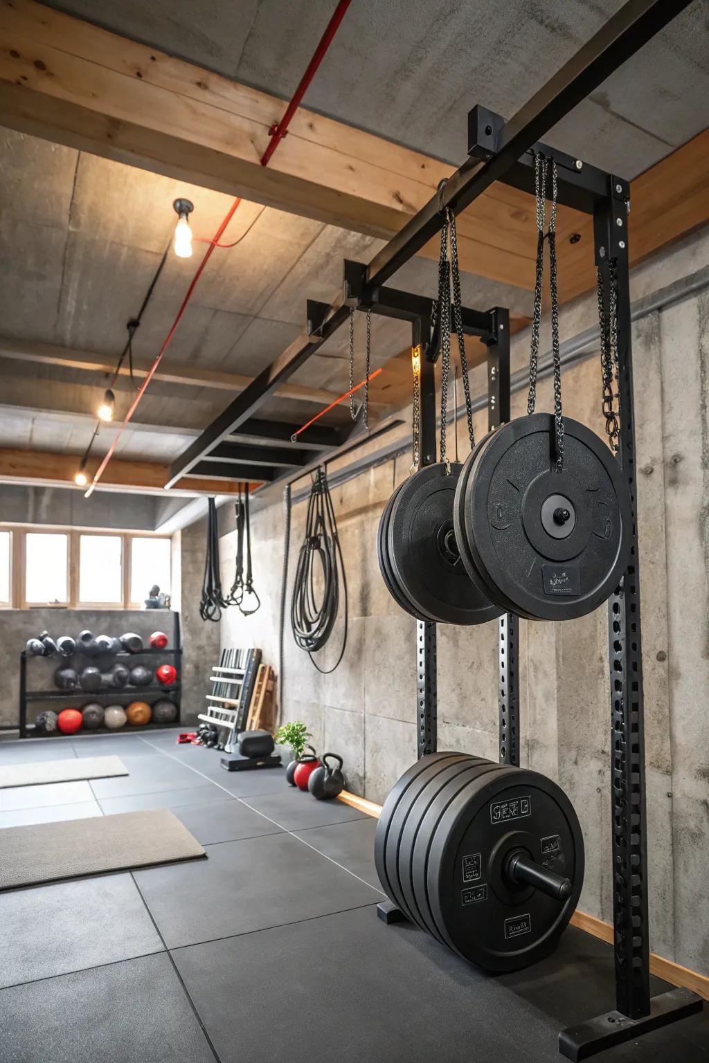 Hanging hooks offer a space-saving and stylish way to store plates.