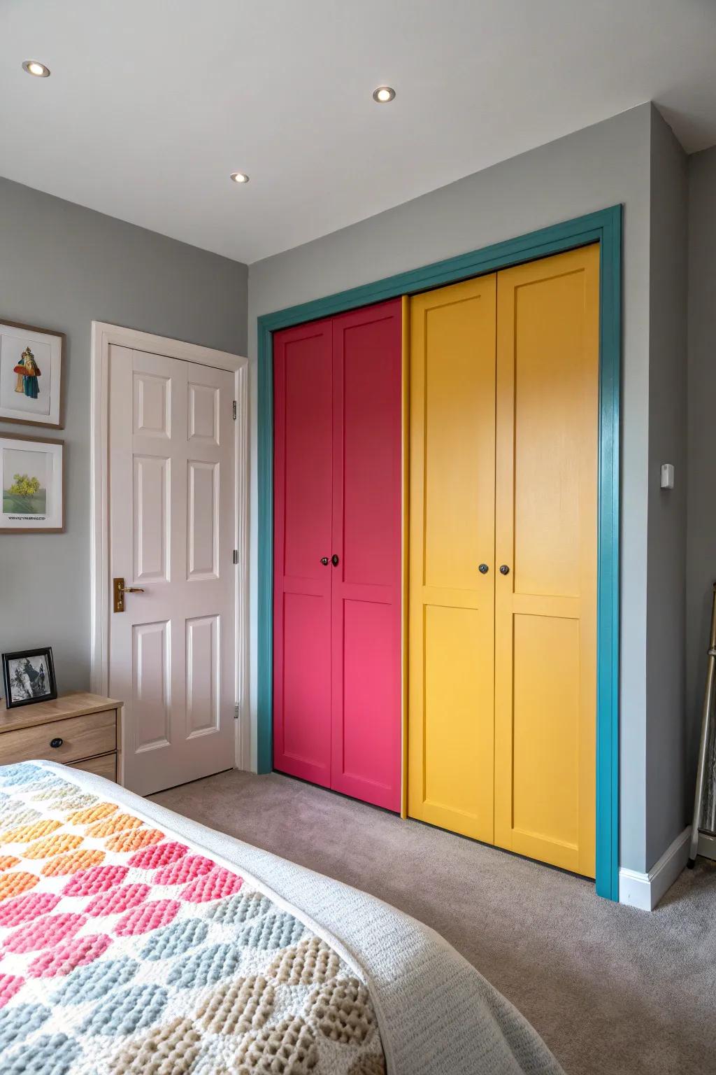 Color contrast can turn closet doors into a striking feature.