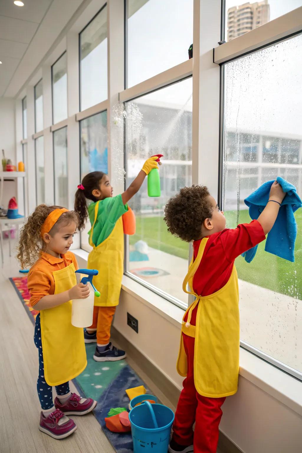 Spark joy in simple tasks with a window washer play center.