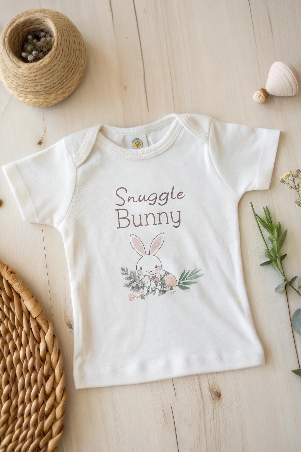 Adorable 'Snuggle Bunny' shirt: A perfect blend of Scandinavian minimalism and boho charm for your little one's first Easter.