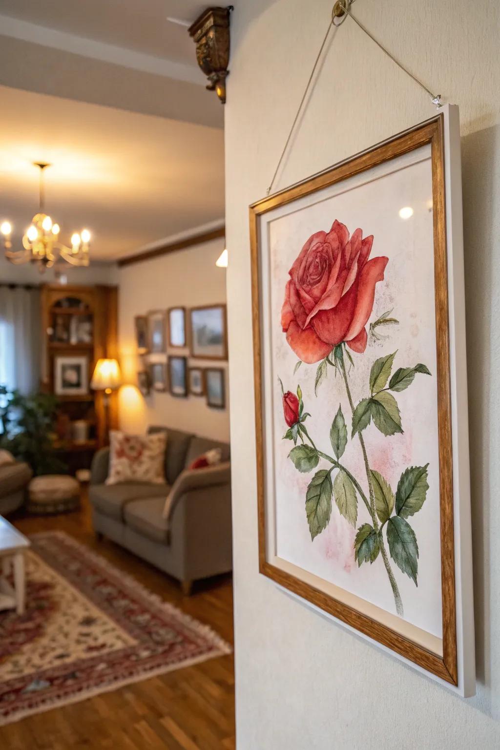 Capture elegance with a watercolor red rose painting.