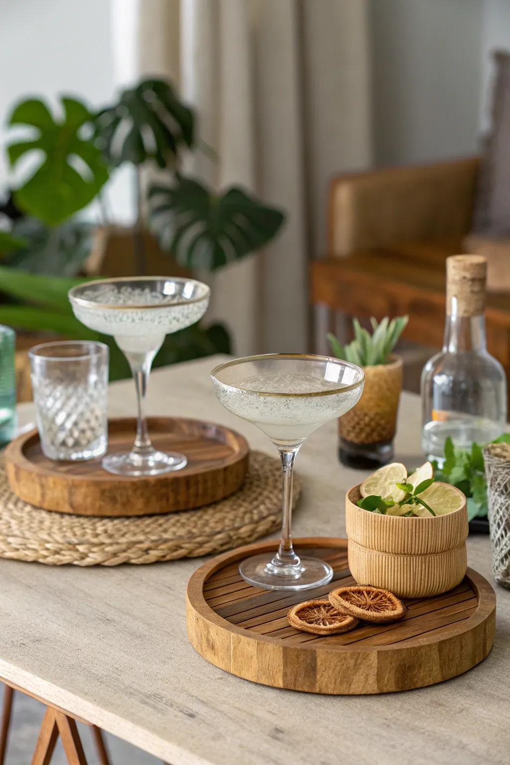 Eco-friendly cocktail table with recycled materials.