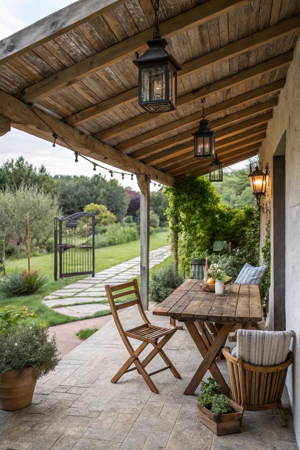 Reclaimed wood roofs add character and history to your patio.