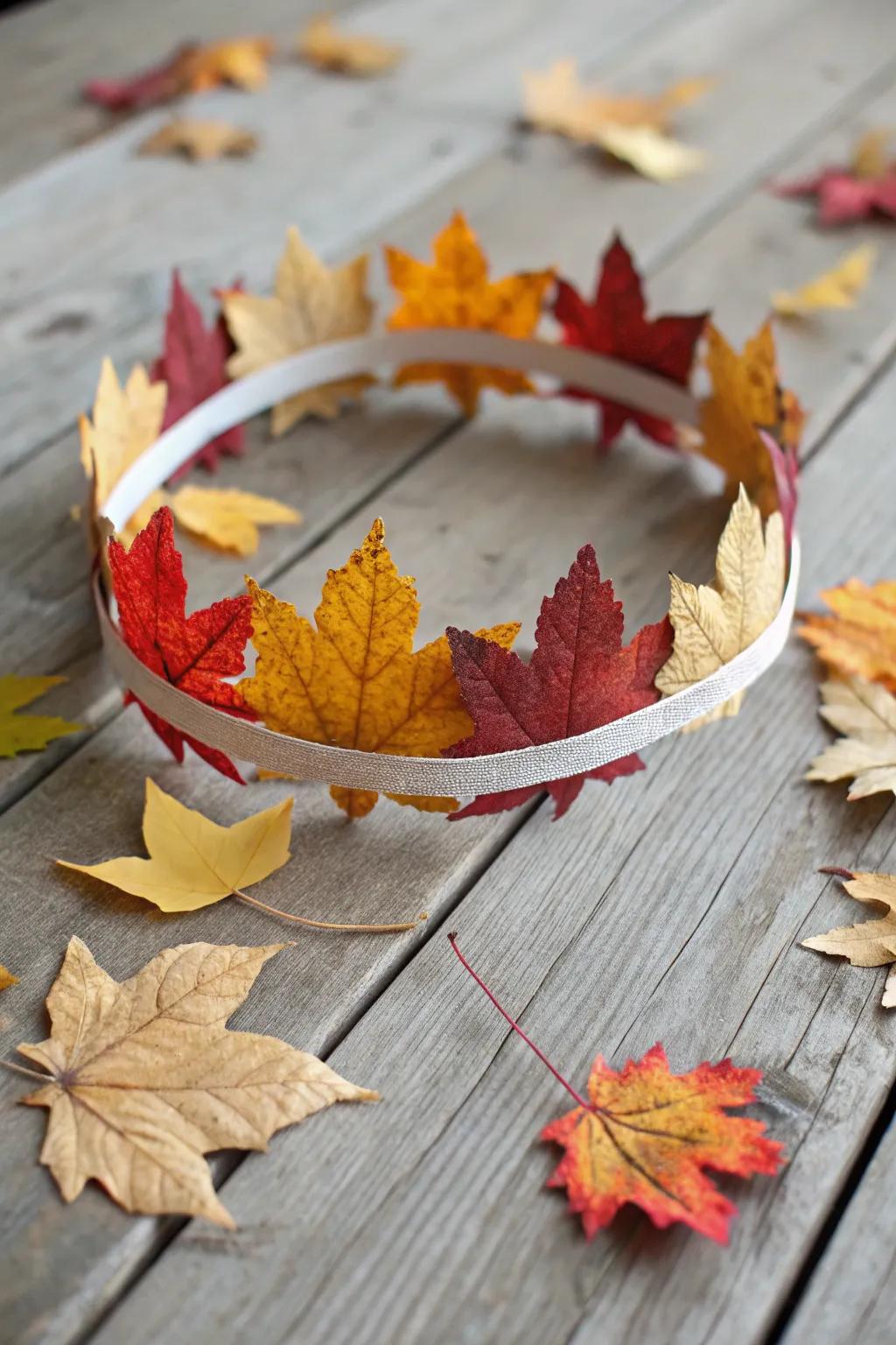 Embrace your inner woodland royalty with this stunning autumn leaf crown.