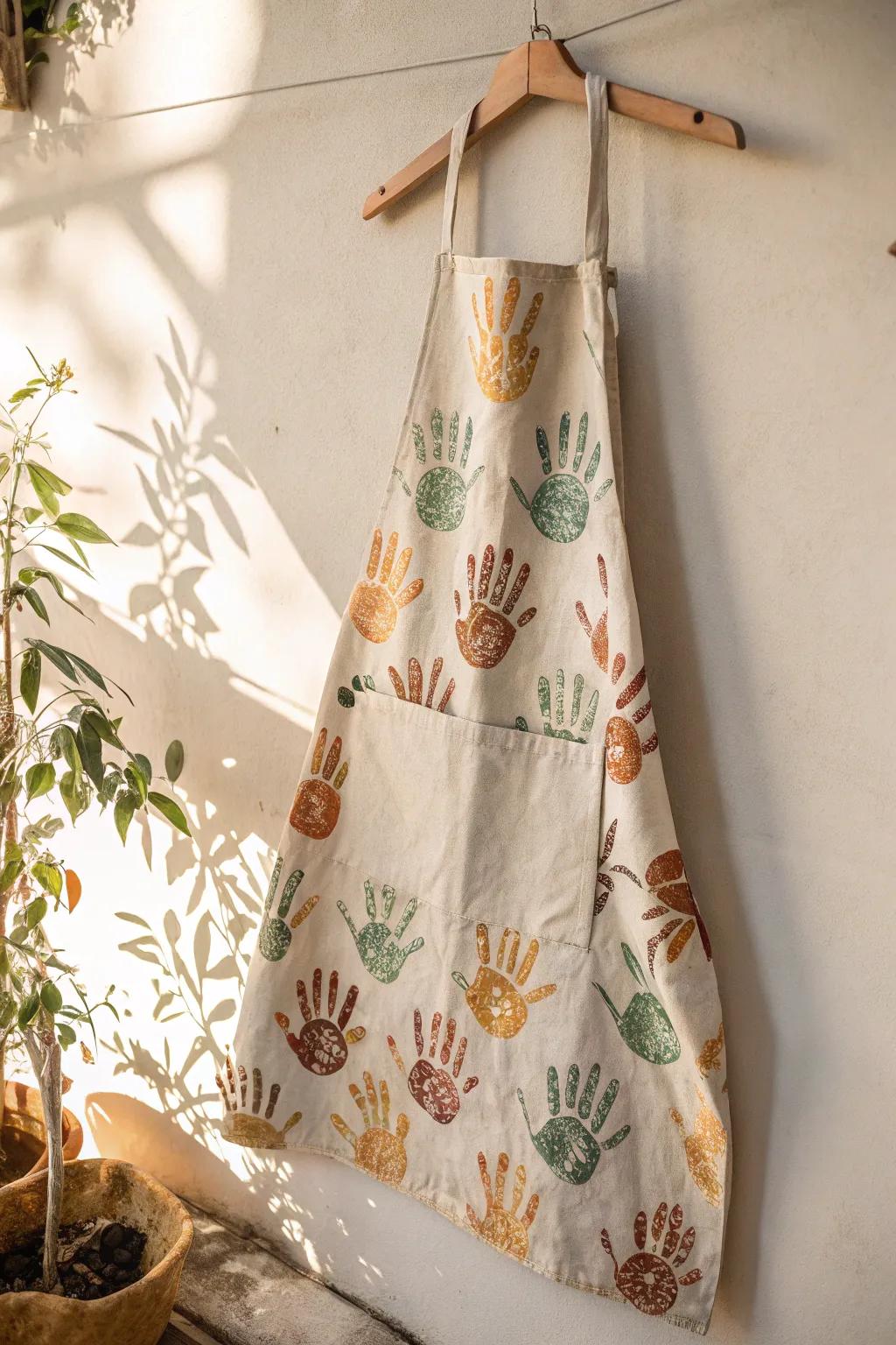 Wear your family's love with every meal through handcrafted handprint aprons.