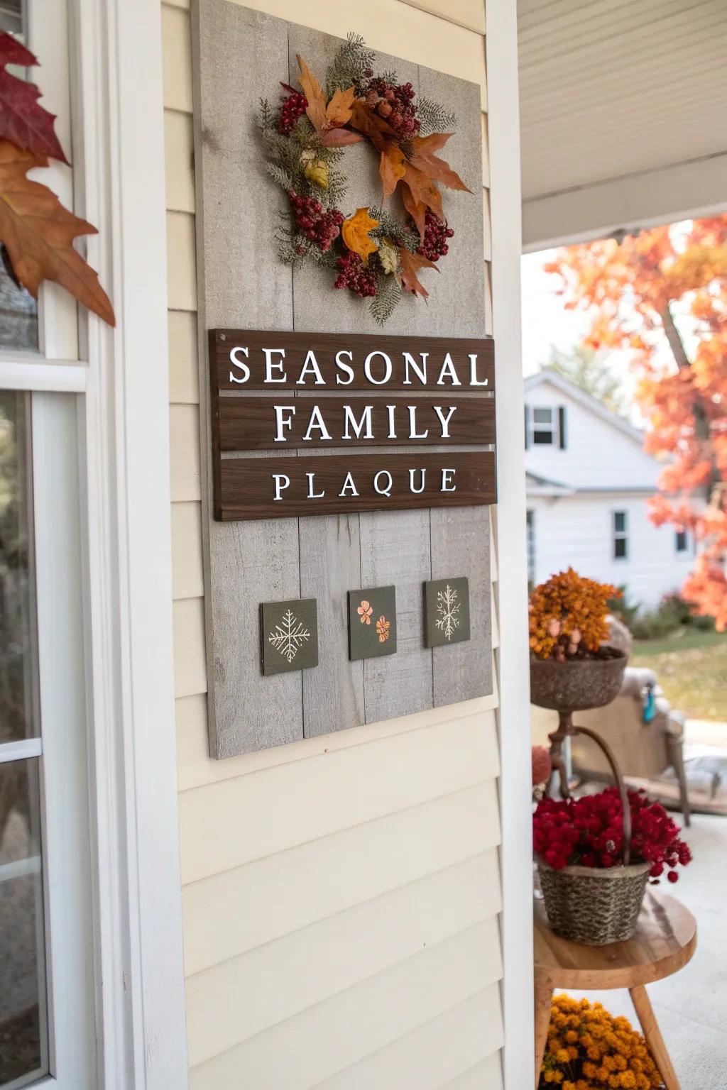 Keep your decor fresh with a seasonal family plaque.