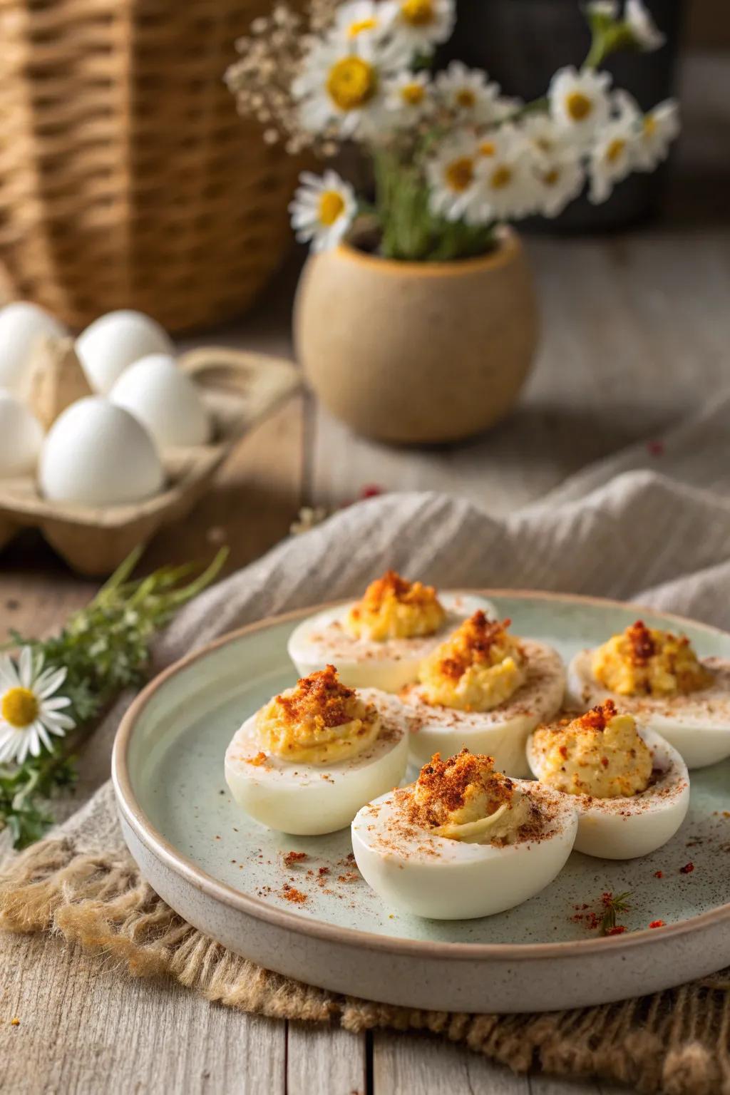 Elevate your gatherings with these Farm Fresh Deviled Eggs, a simple yet elegant treat that captures the essence of rustic charm.