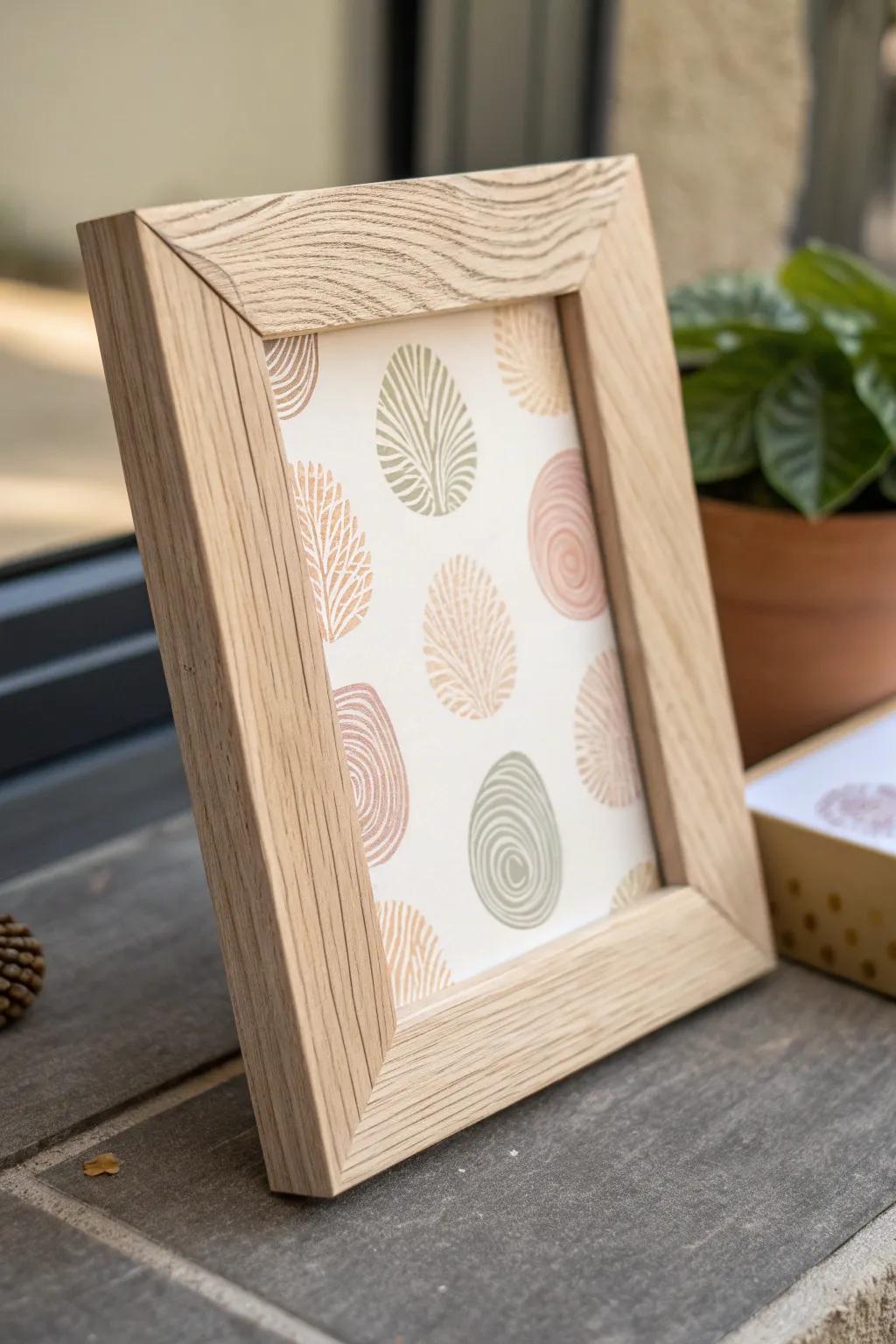 Capture memories with a personal touch: a fingerprint-adorned picture frame for your cherished photos.