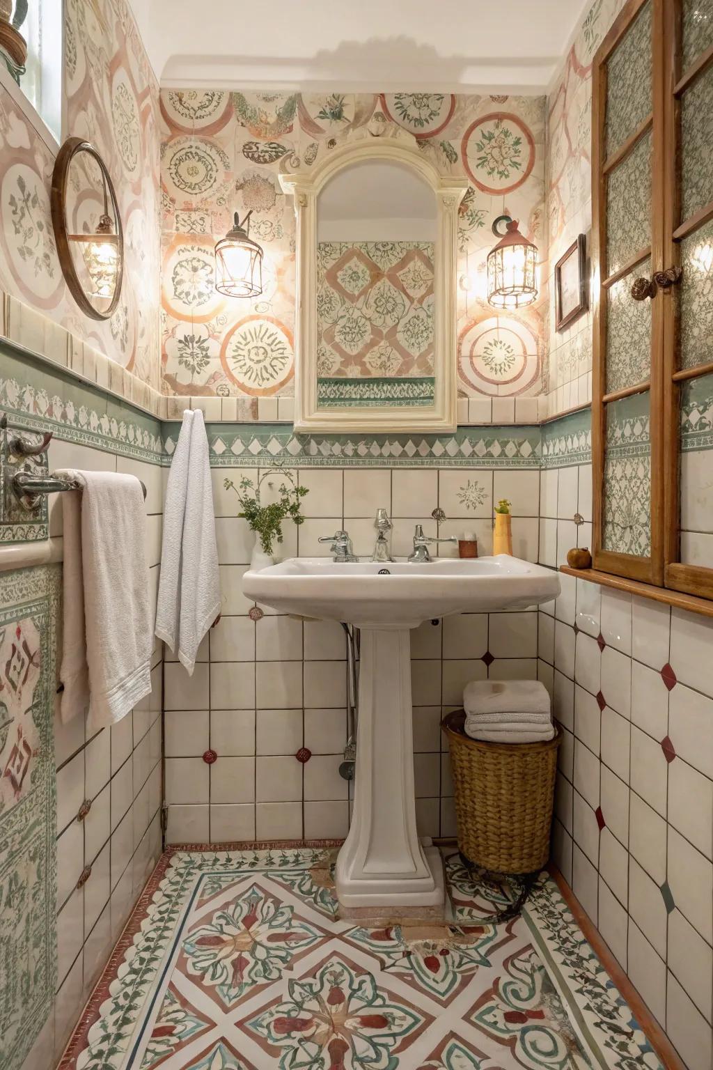 A vintage-inspired bathroom that evokes the charm of yesteryears.