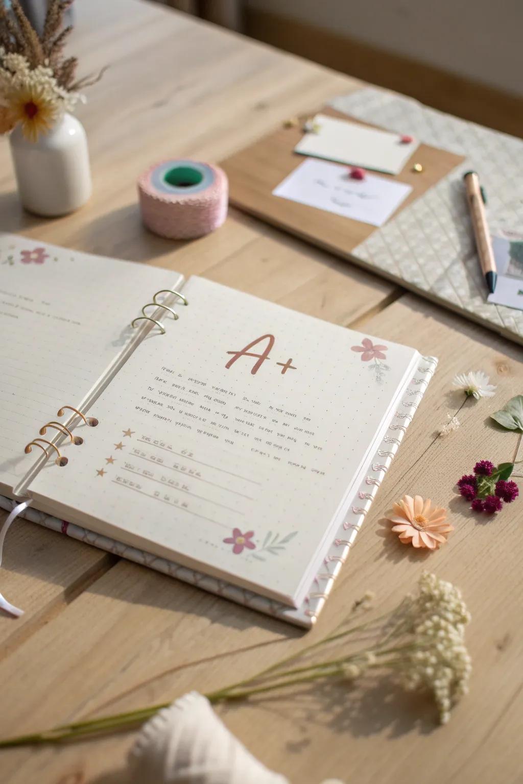 Celebrate your milestones with minimalist elegance and boho charm in your freshman year scrapbook.