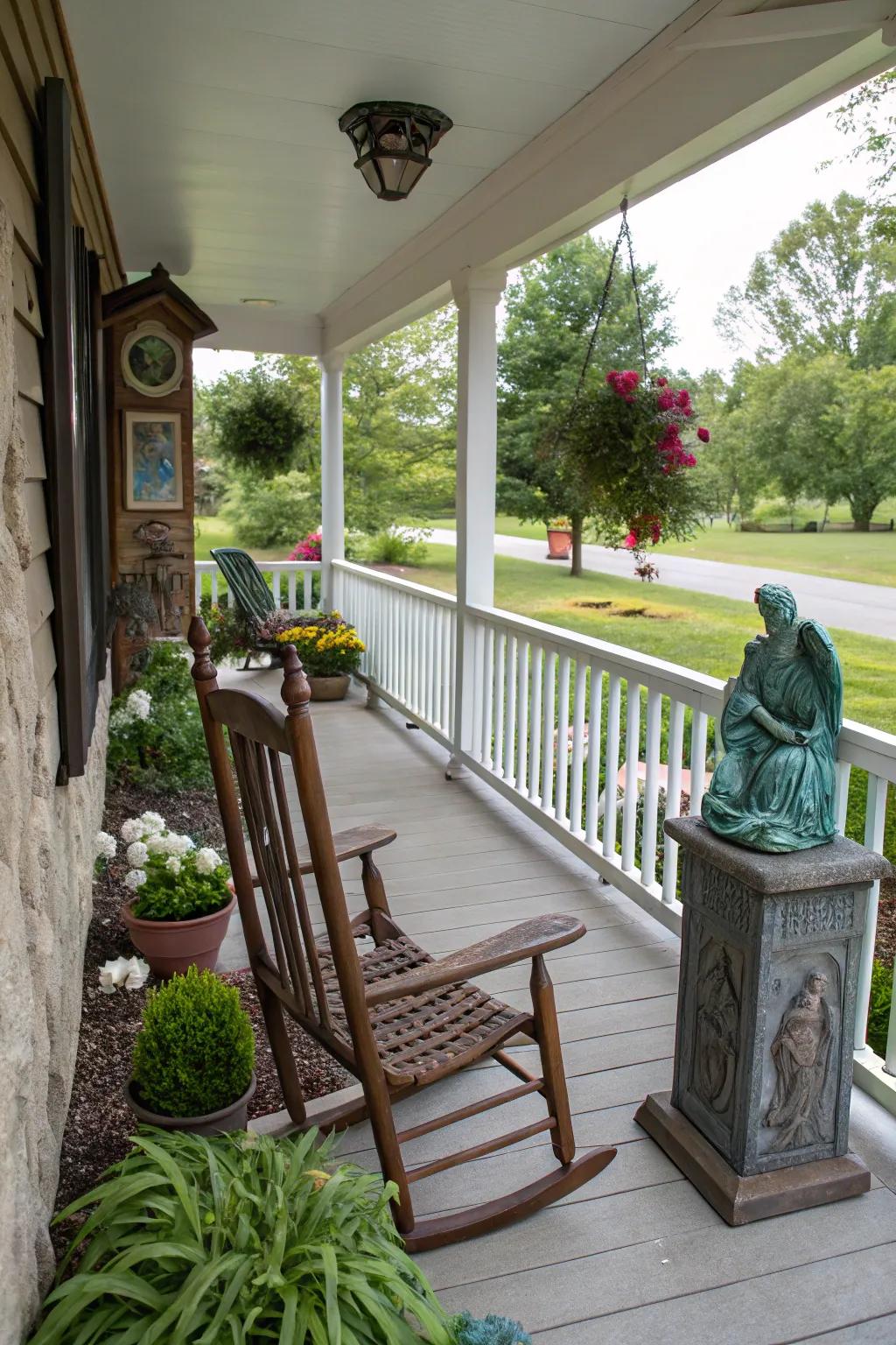 Art adds personality and a personal touch to the porch.