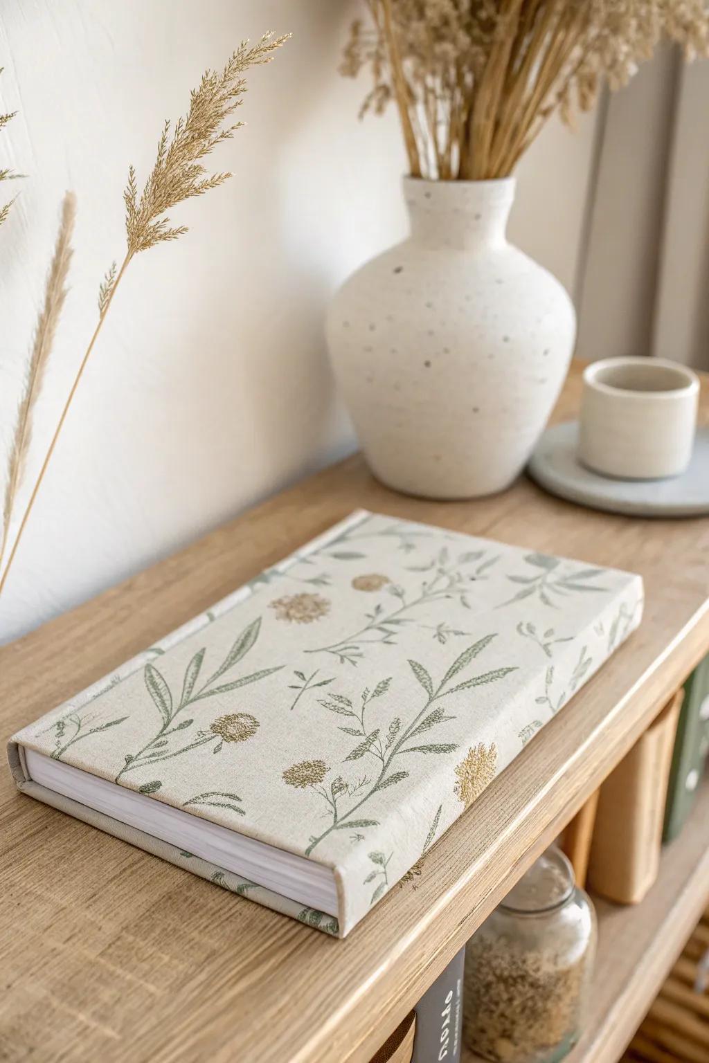 Transform your shelves into a chic masterpiece with fabric-covered books!
