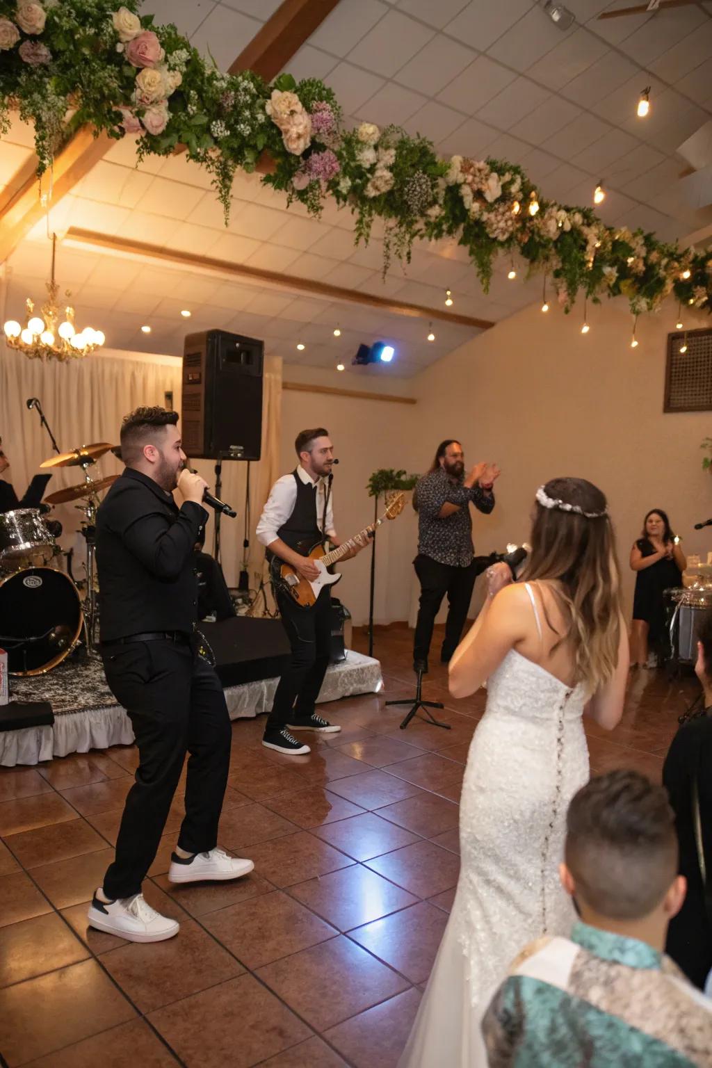 A live band energizes the dance floor with vibrant tunes.