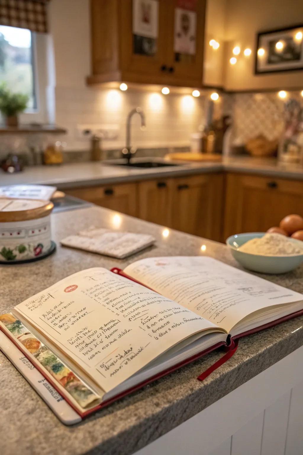 A personalized recipe book filled with cherished dishes.