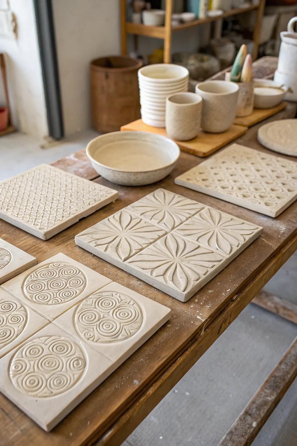 Add depth and detail with ceramic texture mats.