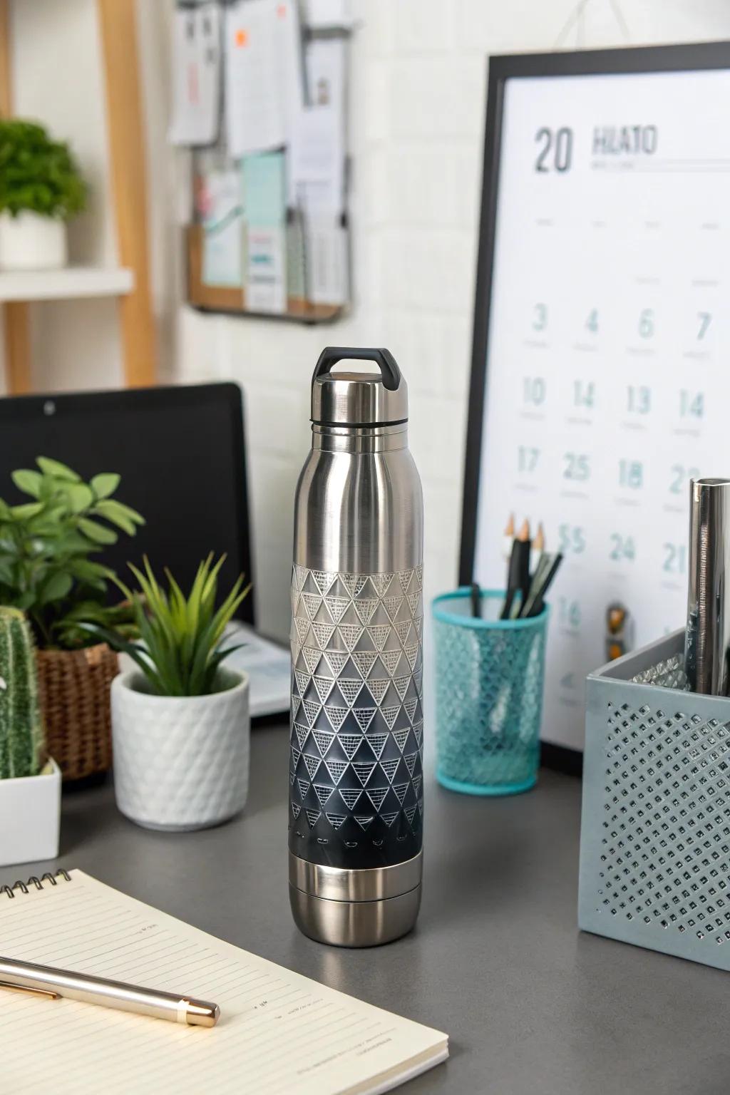 Stay hydrated with a fashionable water bottle.