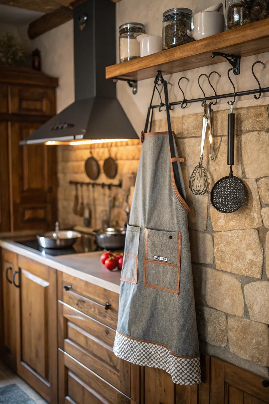 A stylish apron makes culinary and crafting activities more enjoyable.