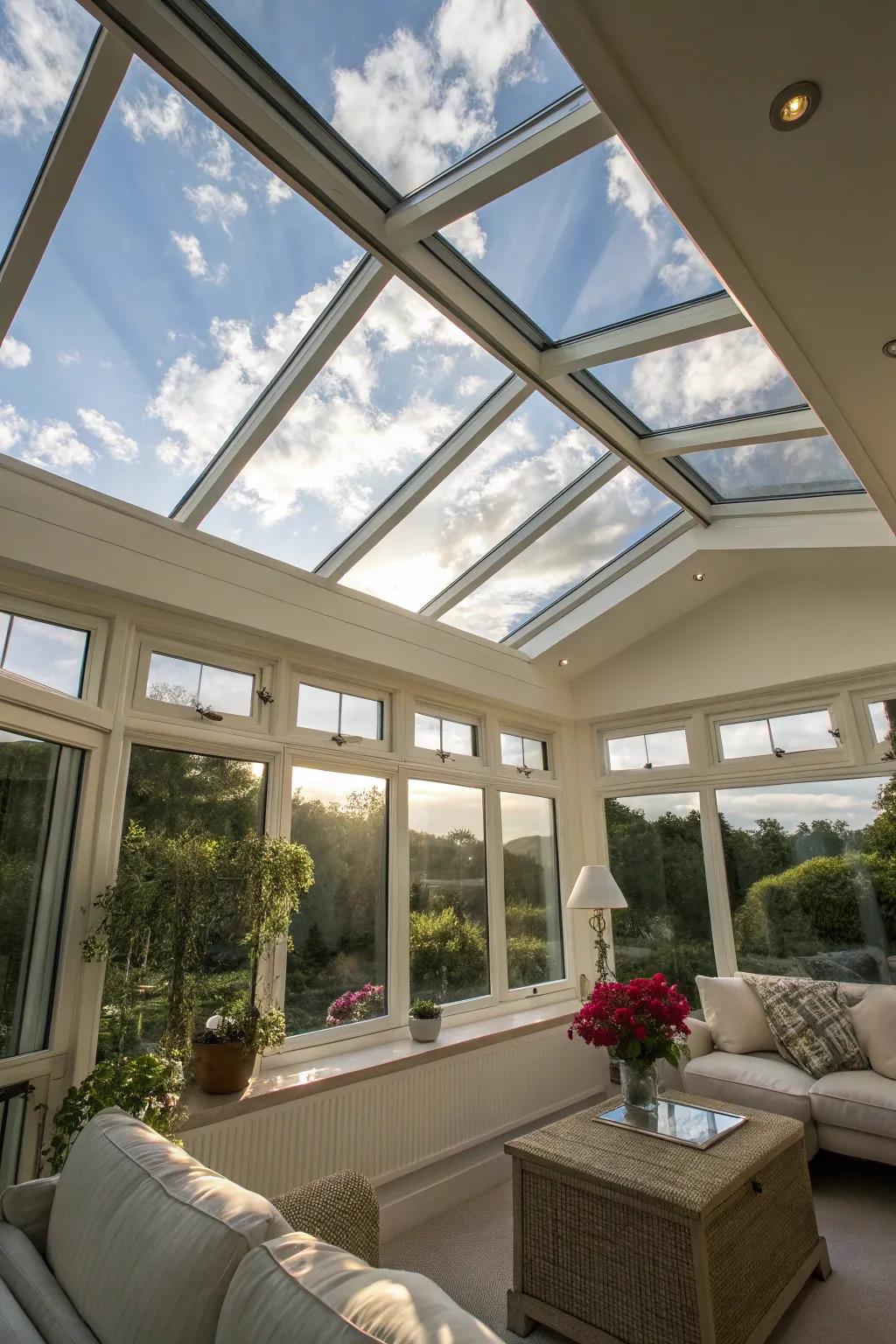 Enhance your sunroom with additional sunlight through skylights.