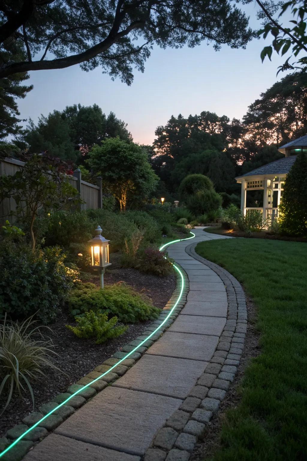 Illuminate your evening strolls with enchanting glow tape garden path markers.