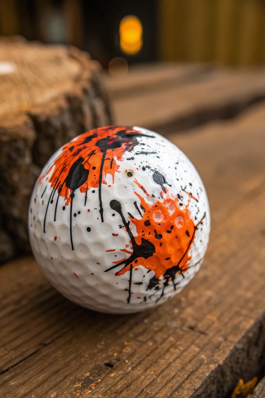 Transform your golf balls into mini masterpieces with this paint splatter pumpkin technique!