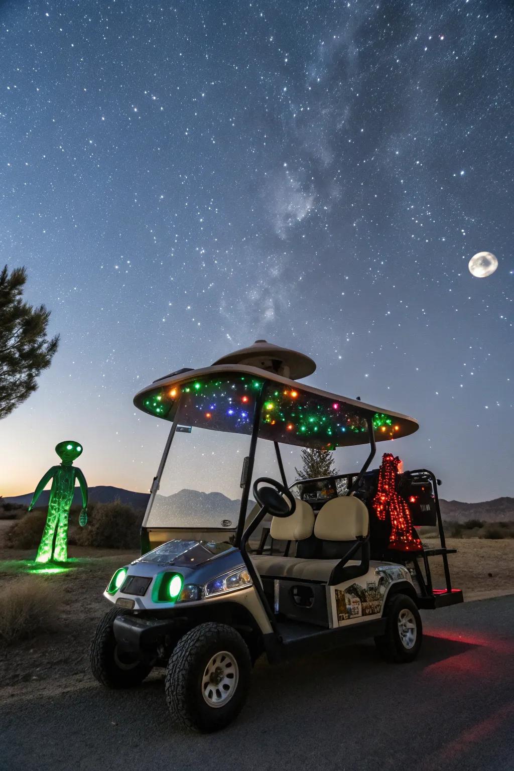 Invite the aliens to your Halloween party with this unique cart design.