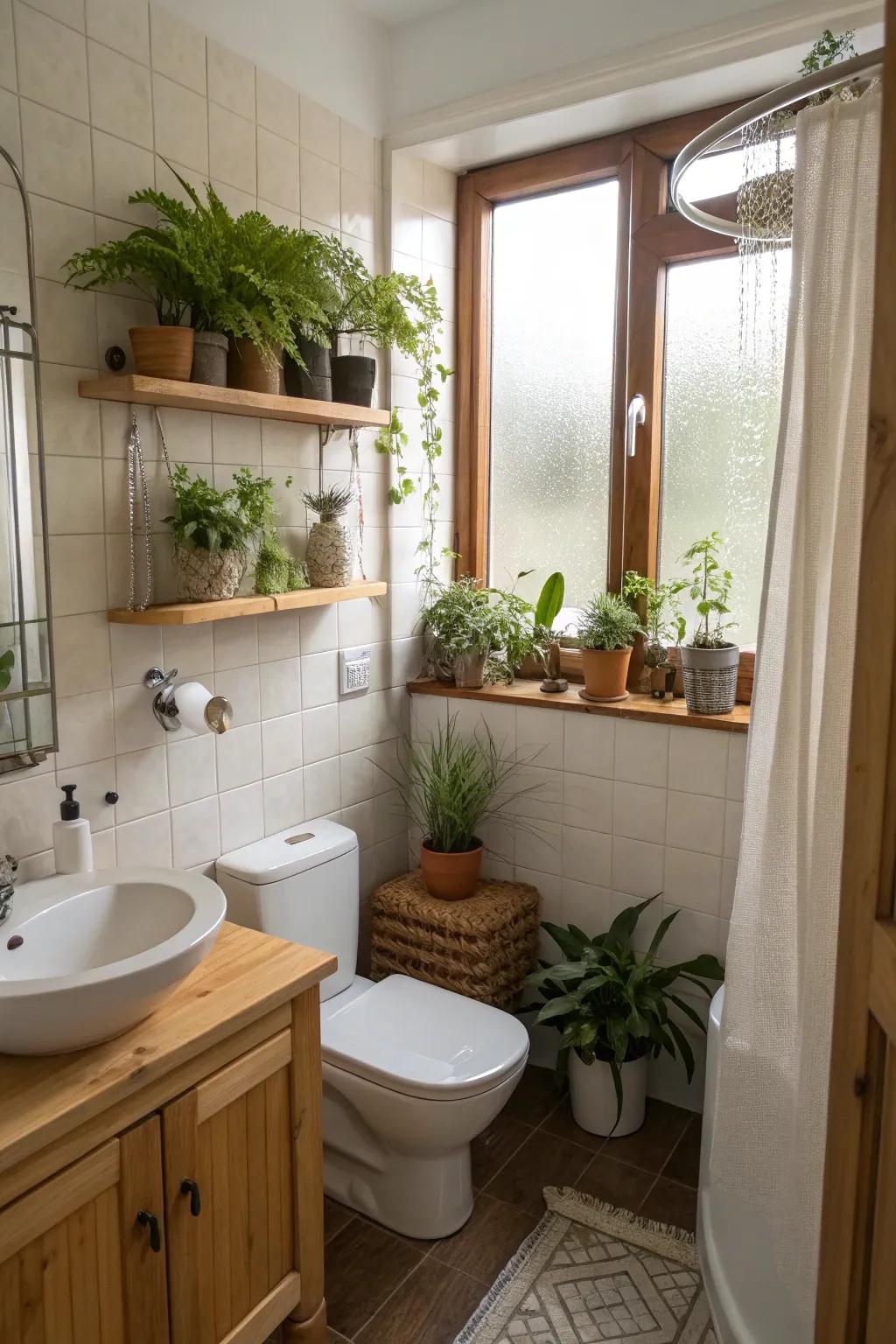 Plants breathe life and freshness into your bathroom.