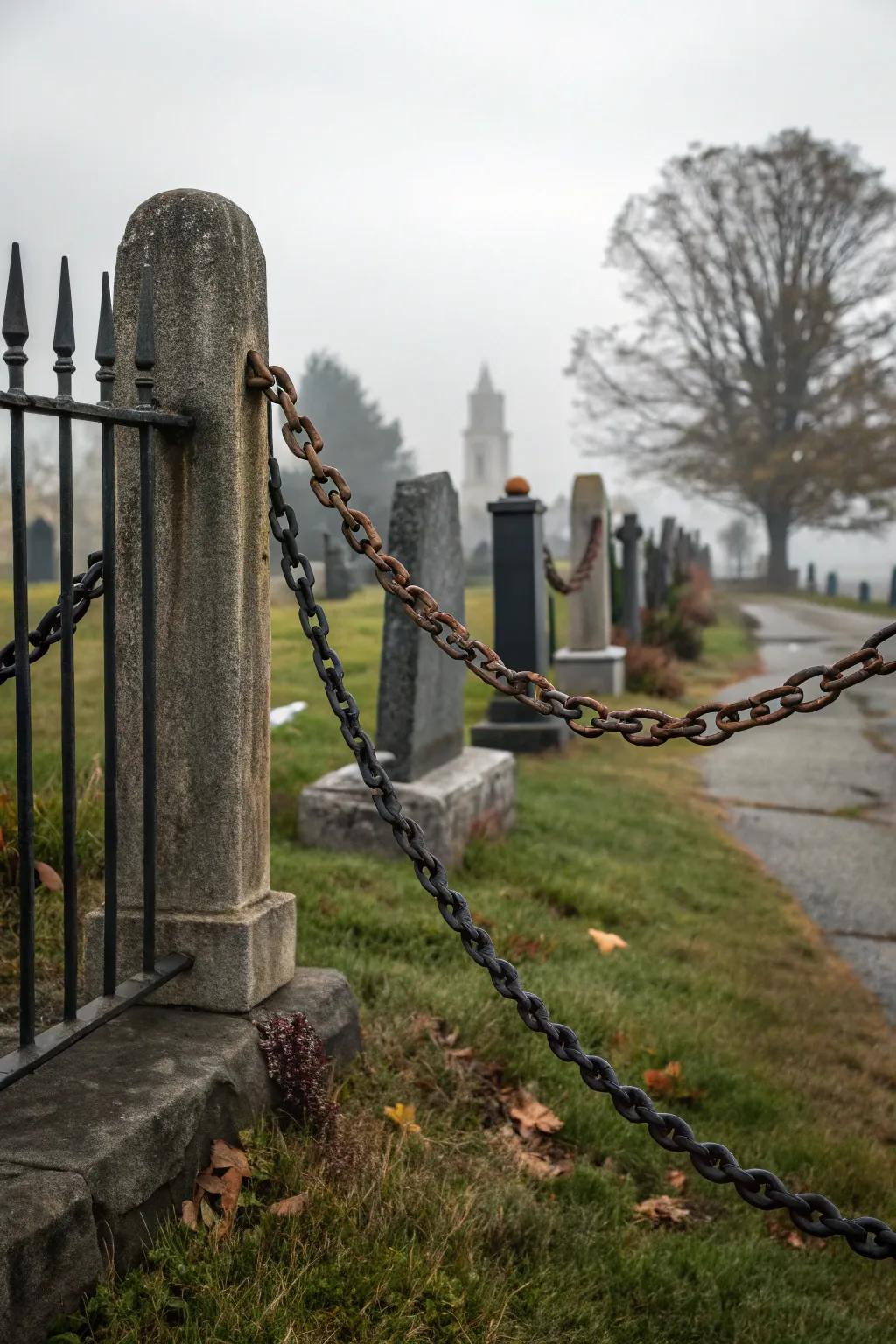 Chains add a dramatic touch to your graveyard.