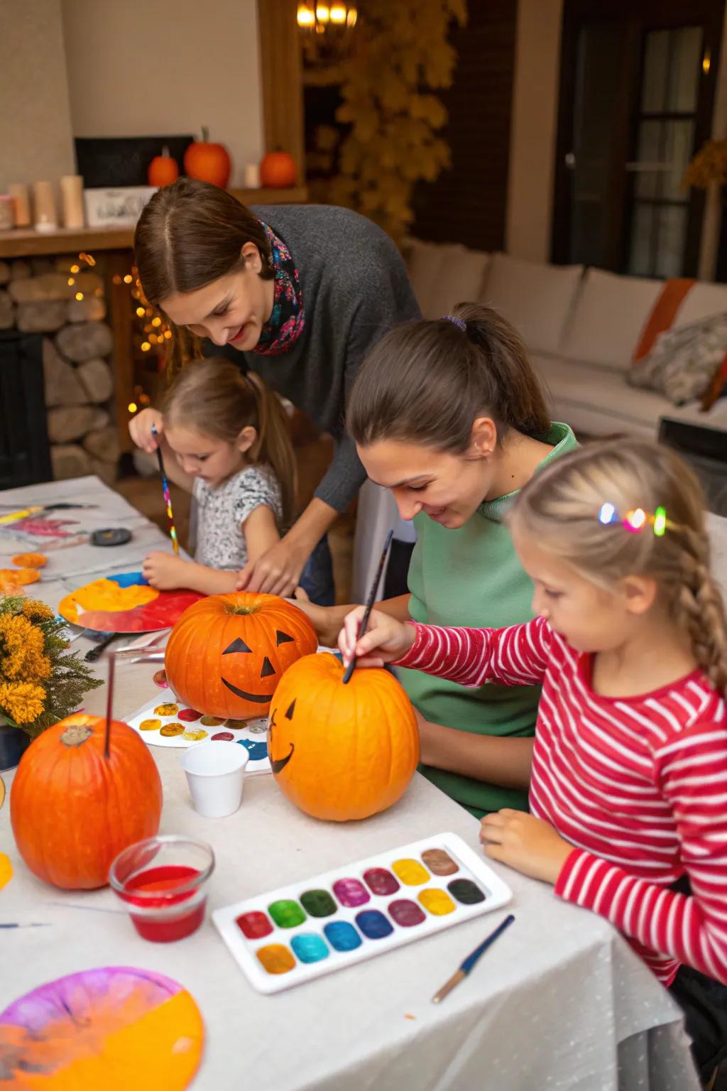 Get creative with a pumpkin painting activity.