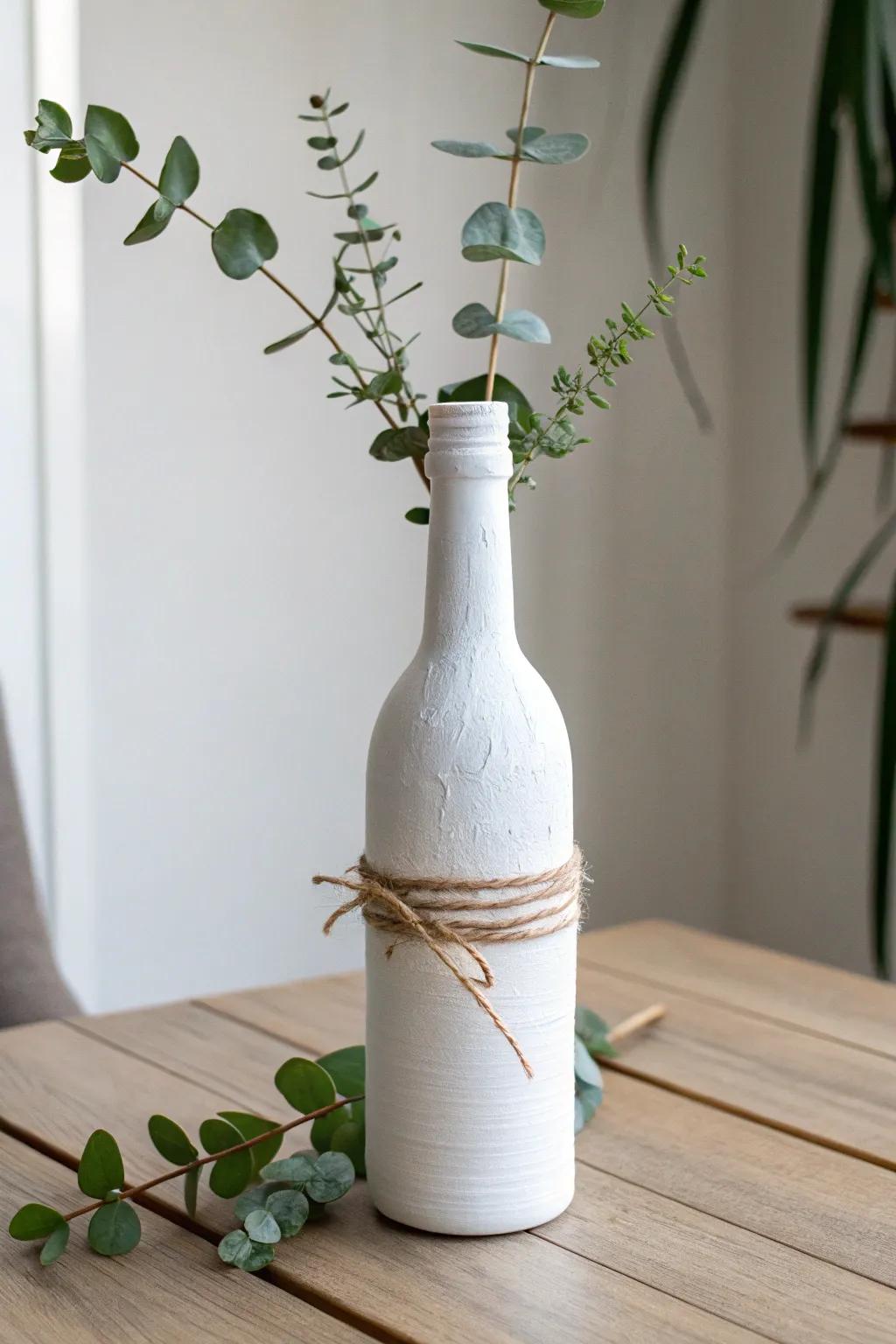 Elevate your space with eco-friendly elegance: a minimalist wine bottle vase that speaks to the heart of sustainable beauty.