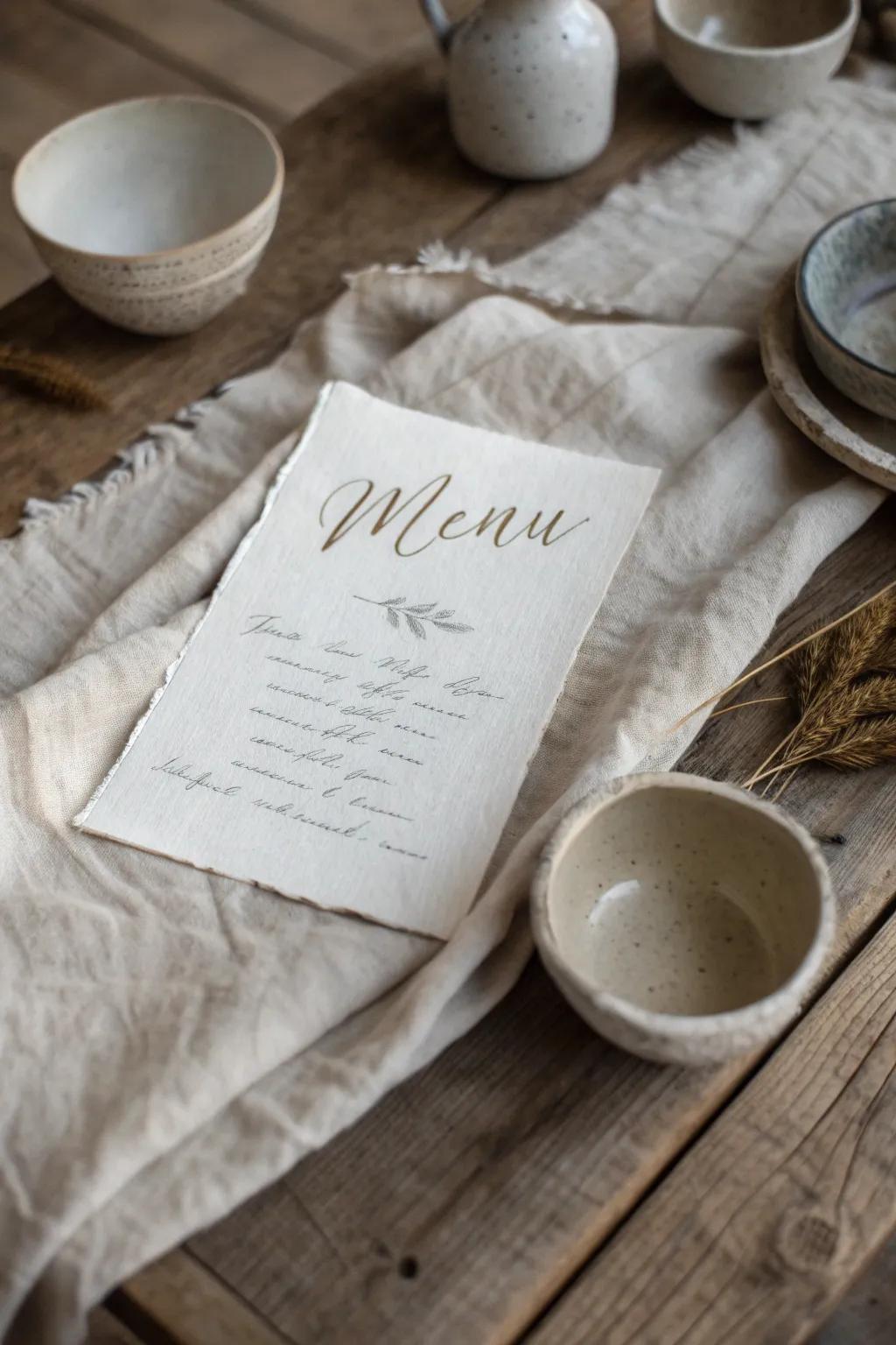 Elevate your dining experience with the tactile charm of natural textures.